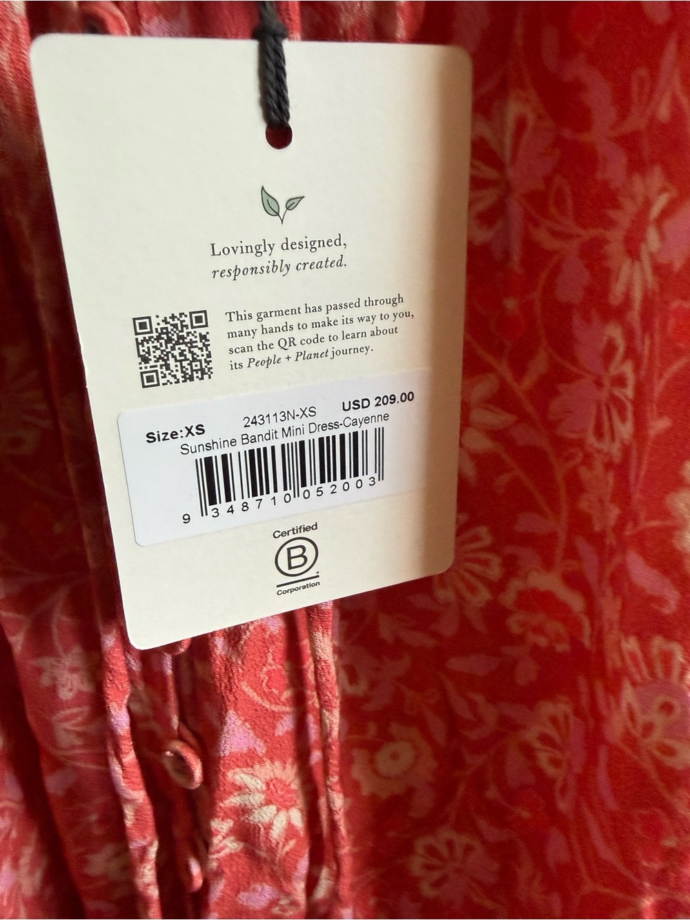 Spell Coral Pink Floral Tassel Slip Dress - Picture 6 of 6